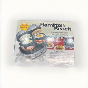 Hamilton Beach Dual Breakfast Sandwich Maker 25490 Silver 1200W BNIB